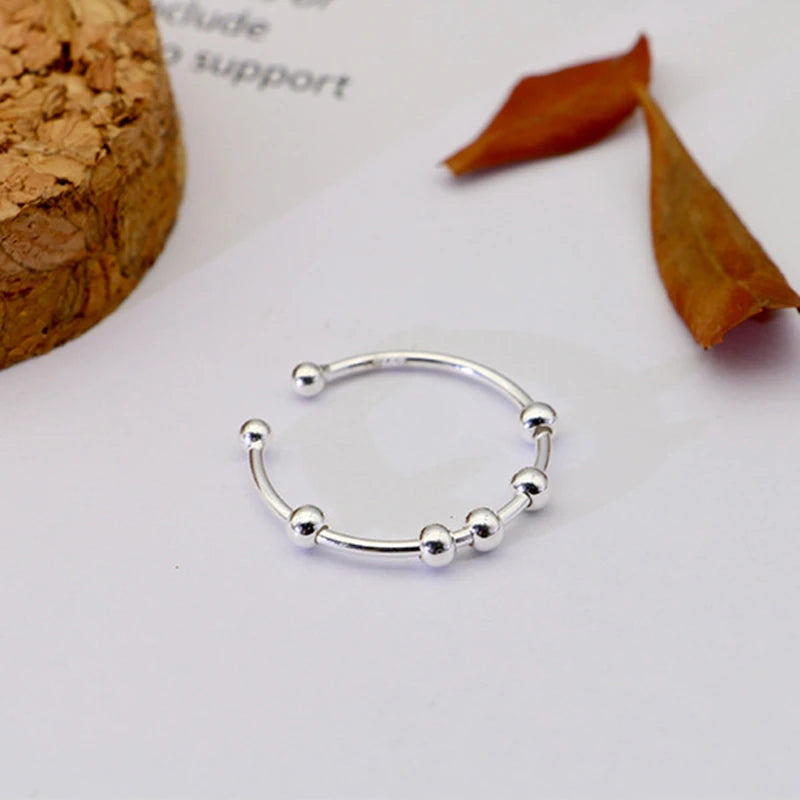Pure Calm 925 Sterling Silver Spinning Anxiety‑Relief Ring