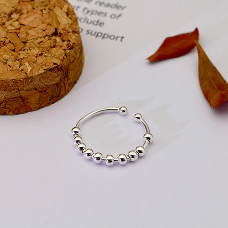 Pure Calm 925 Sterling Silver Spinning Anxiety‑Relief Ring