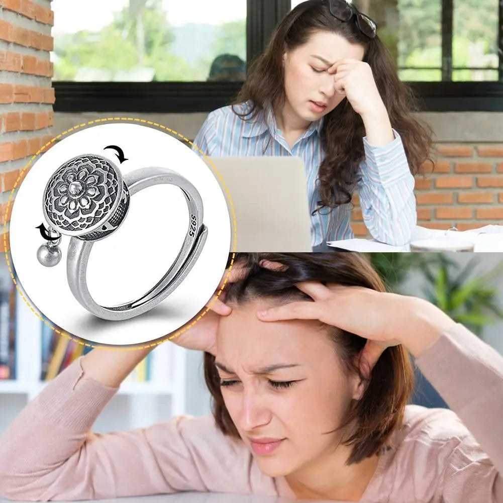 Lotus Bloom Rotating Anxiety‑Relief Ring