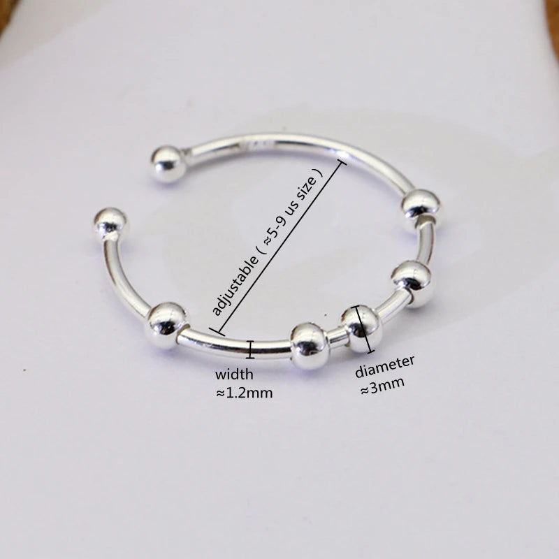 Pure Calm 925 Sterling Silver Spinning Anxiety‑Relief Ring
