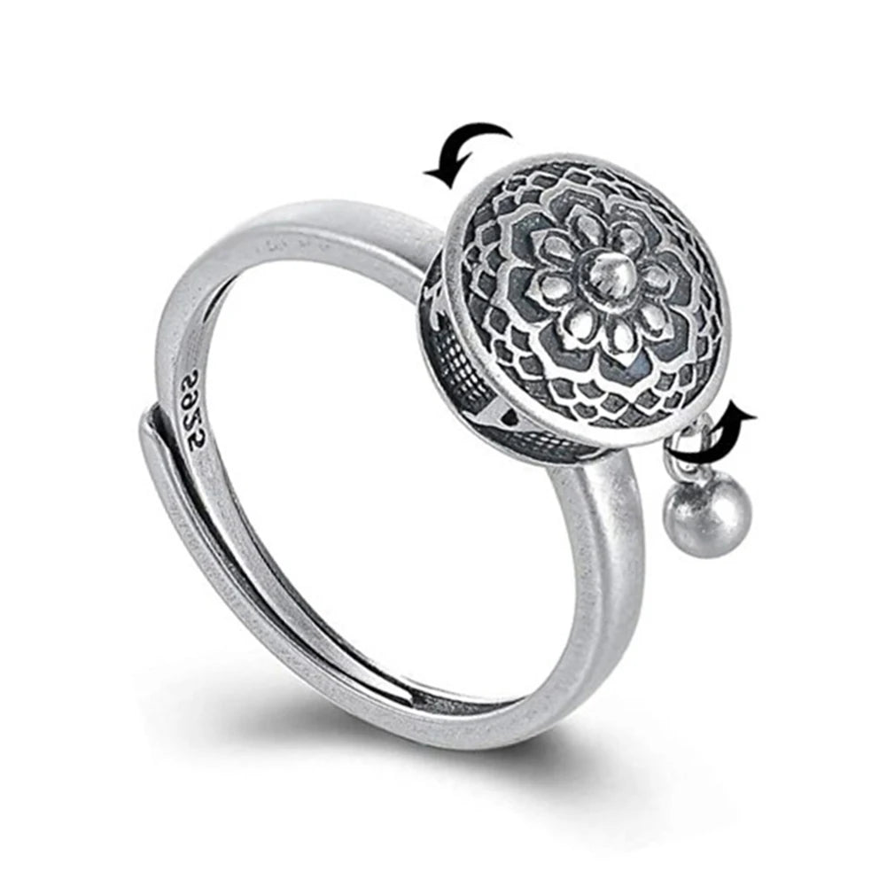 Lotus Bloom Rotating Anxiety‑Relief Ring