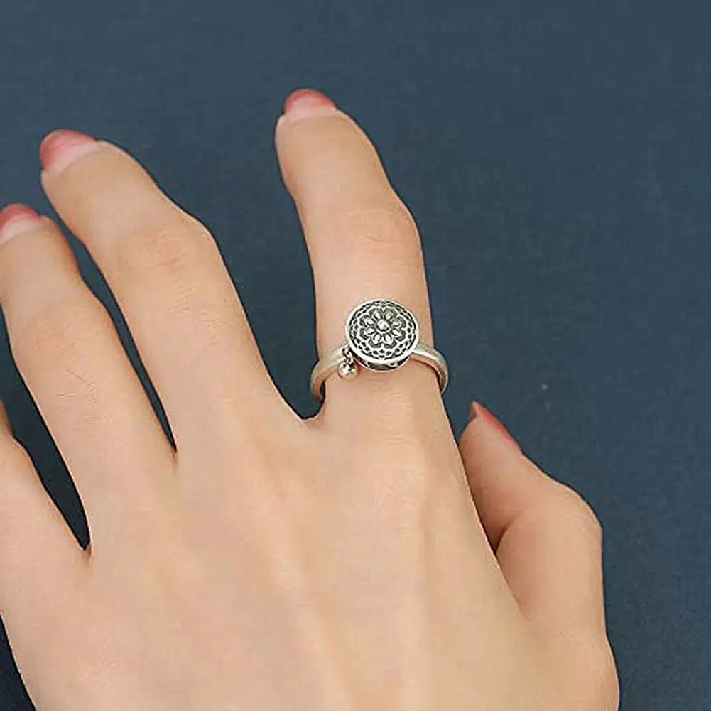 Lotus Bloom Rotating Anxiety‑Relief Ring
