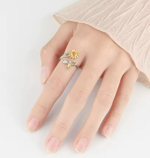 Sunshine Bloom 925 Sterling Silver Spinner Ring