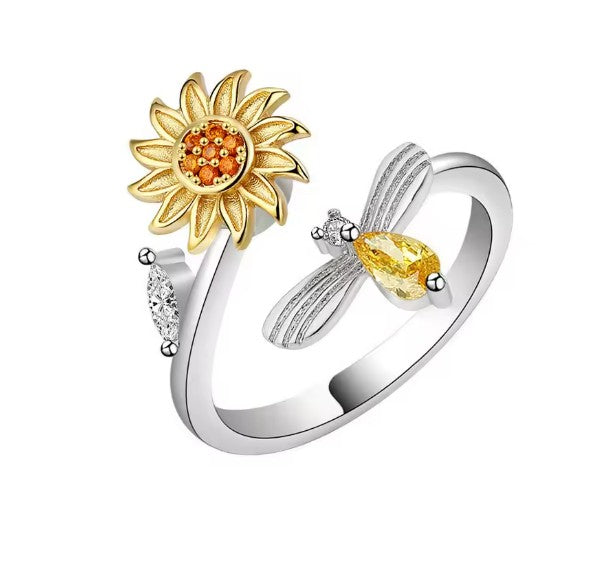 Sunshine Bloom 925 Sterling Silver Spinner Ring