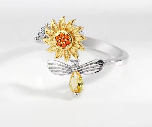Sunshine Bloom 925 Sterling Silver Spinner Ring